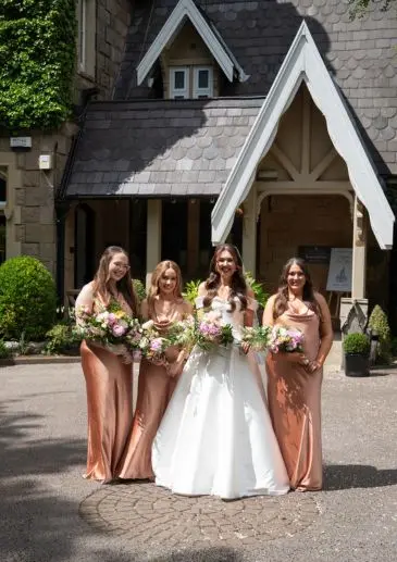 Over the arm bunch of flowers for wedding bouquets